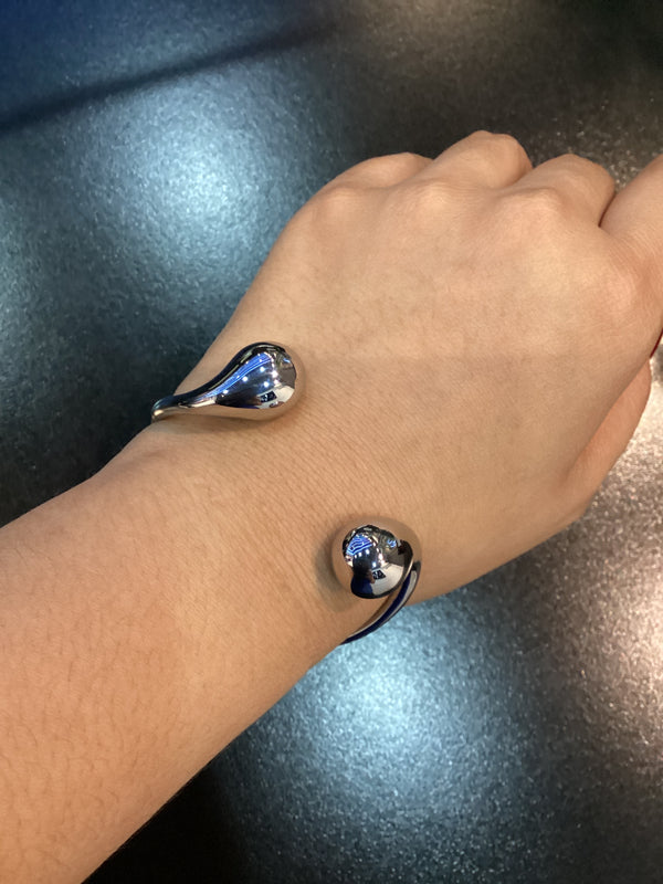 Cuff Gotas Bote Lisas Plateadas Stainless