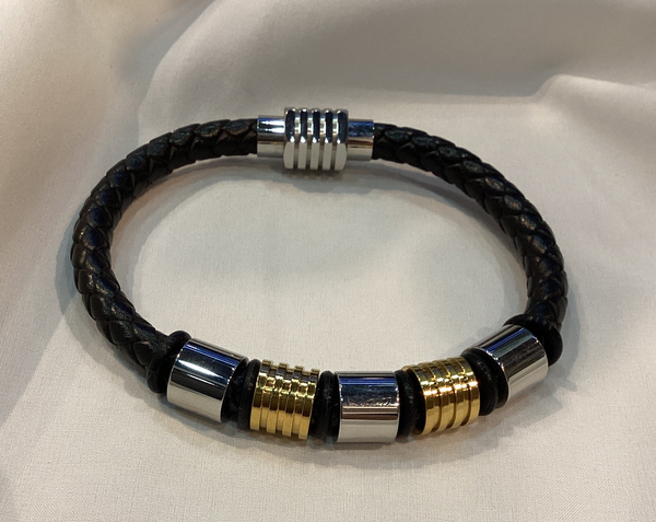 Brazalete Wheels doble color de cuero