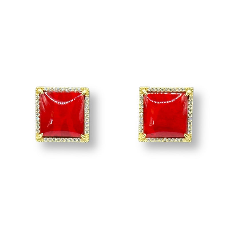 Square Red Studs