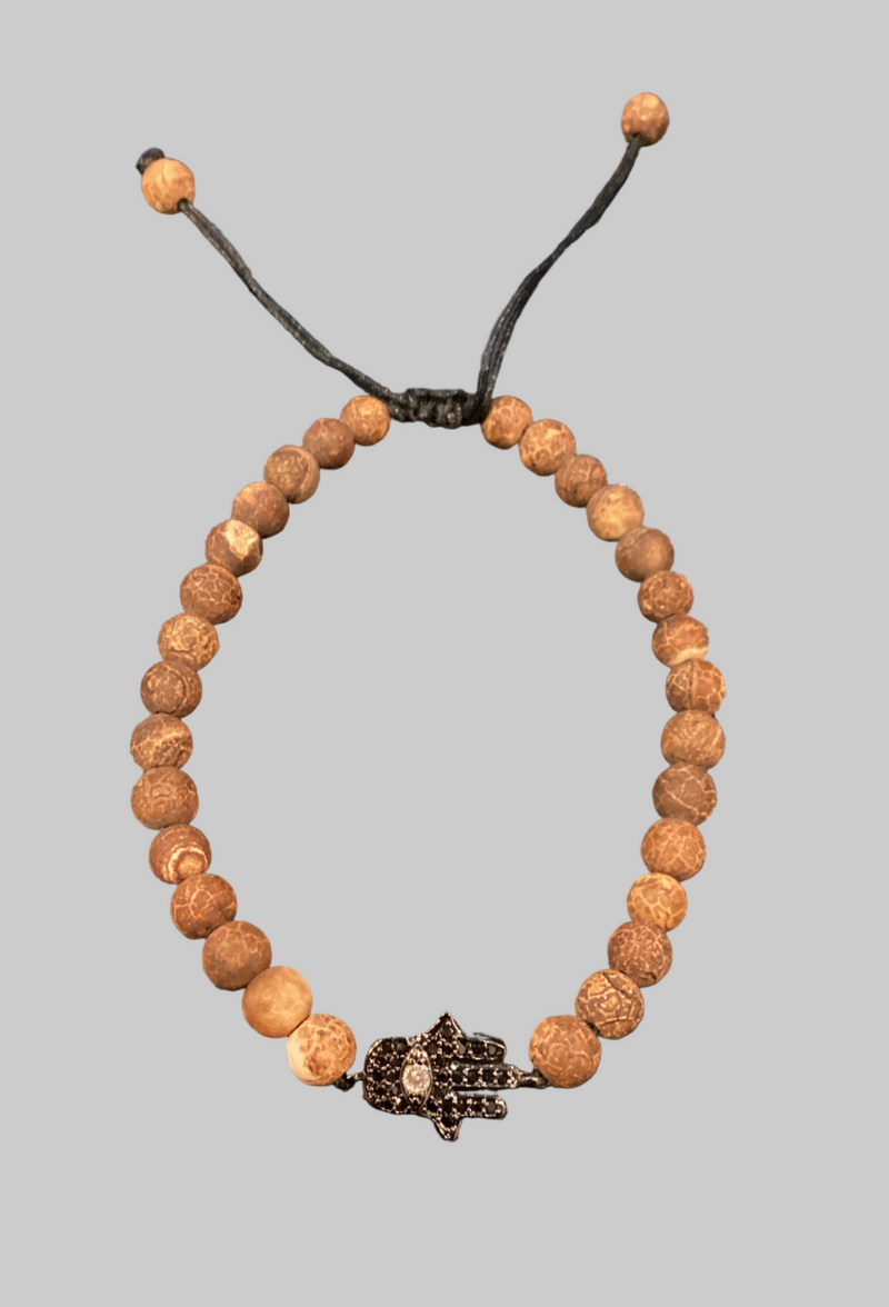 Pulseras de Jasper con Hamsa Pave Negra