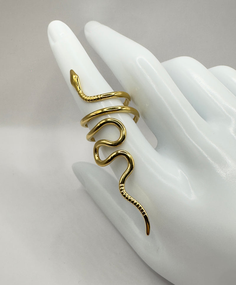 Serpent Oversize Ring 18kt Goldplated