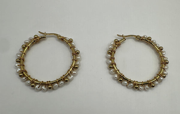 Argollas Con Perlas stainles steel