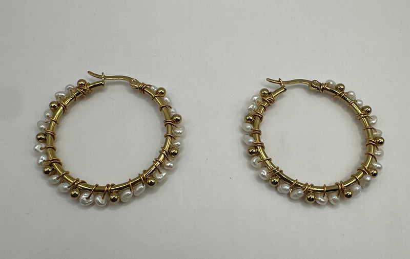 Argollas Con Perlas stainles steel