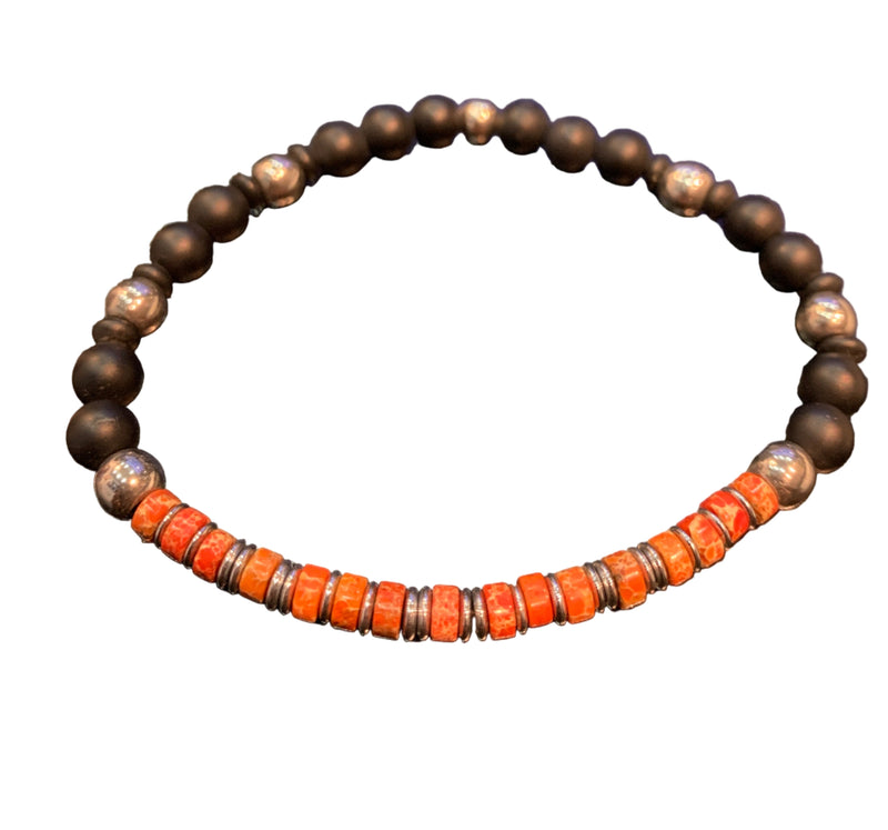 Pulsera Caballero Piedras Gruesa Naranja
