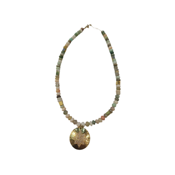 Starburst Boulder Opal Pendant Necklace