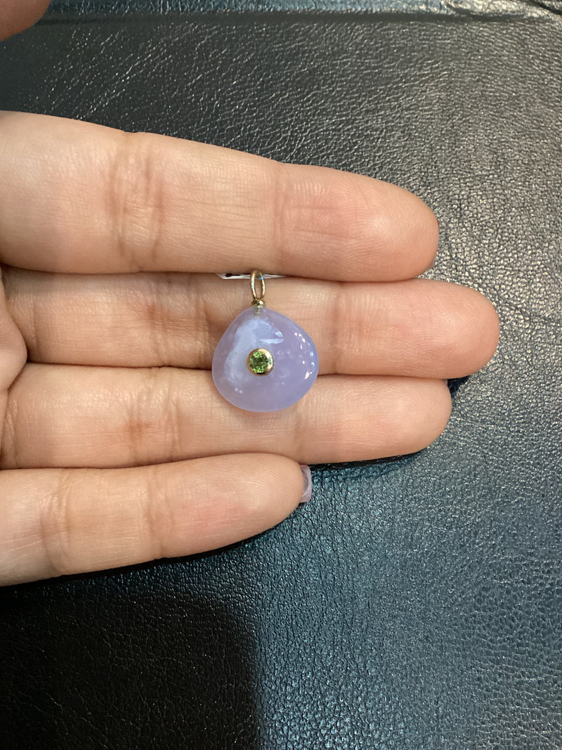 Dijes Gotas Medianas Ojo de gato, calcedonia, pink moonstones