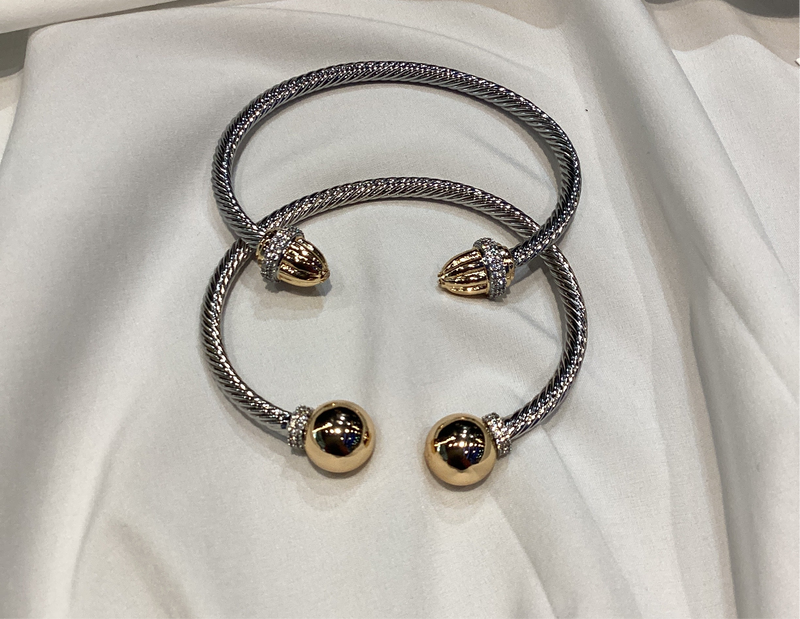 Double Round Bead 2 tone Cuff