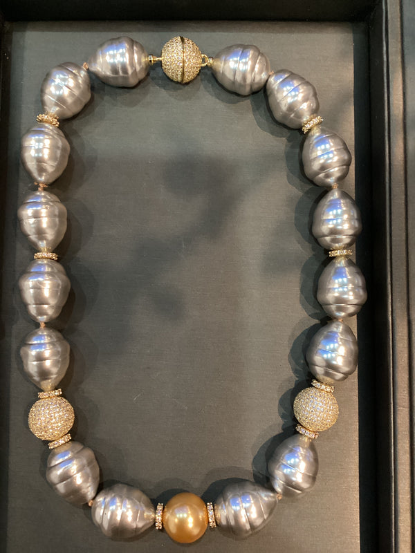 Collar Resina Plateada Accesorios Pave Dorados