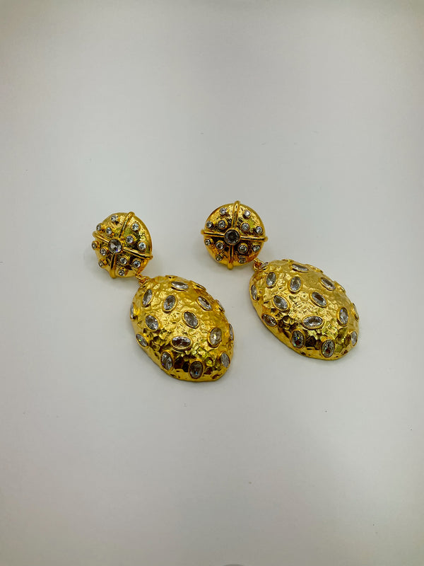 Crystal Rain Dangle Golden Earrings