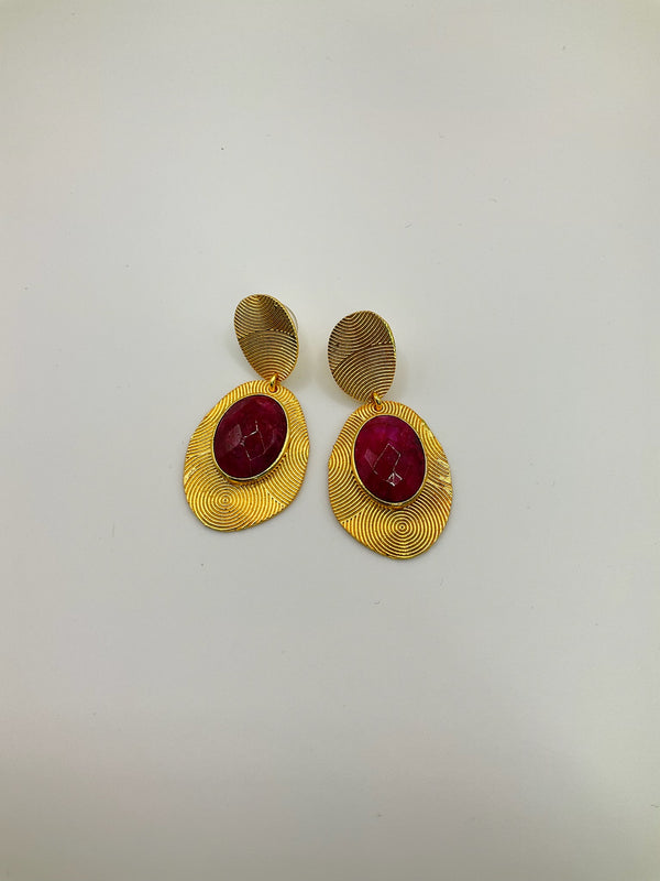 Swirl Colored Stone Dangle Earrings