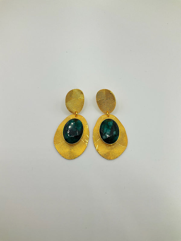 Swirl Colored Stone Dangle Earrings