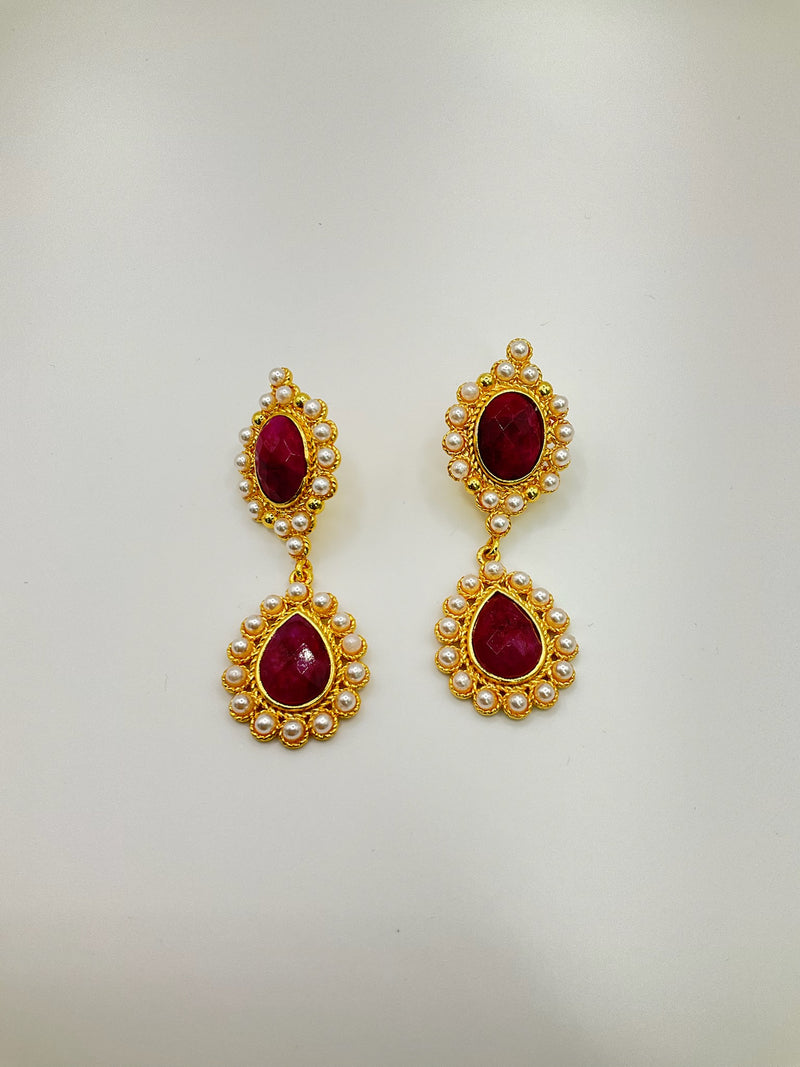 Double Drop Pearl Colored Earrings