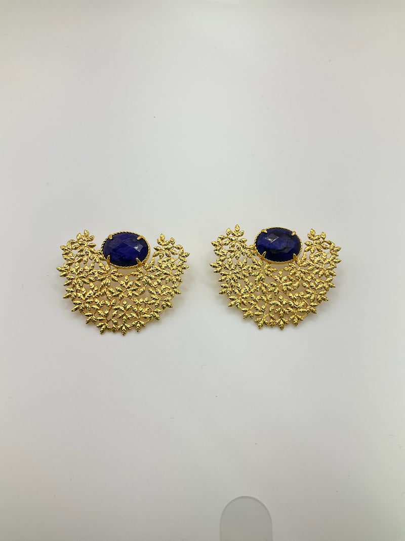 Sodolite Golden Wreath Earrings