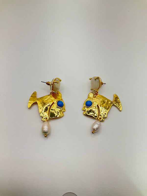Fish Pearl Dangle Earrings