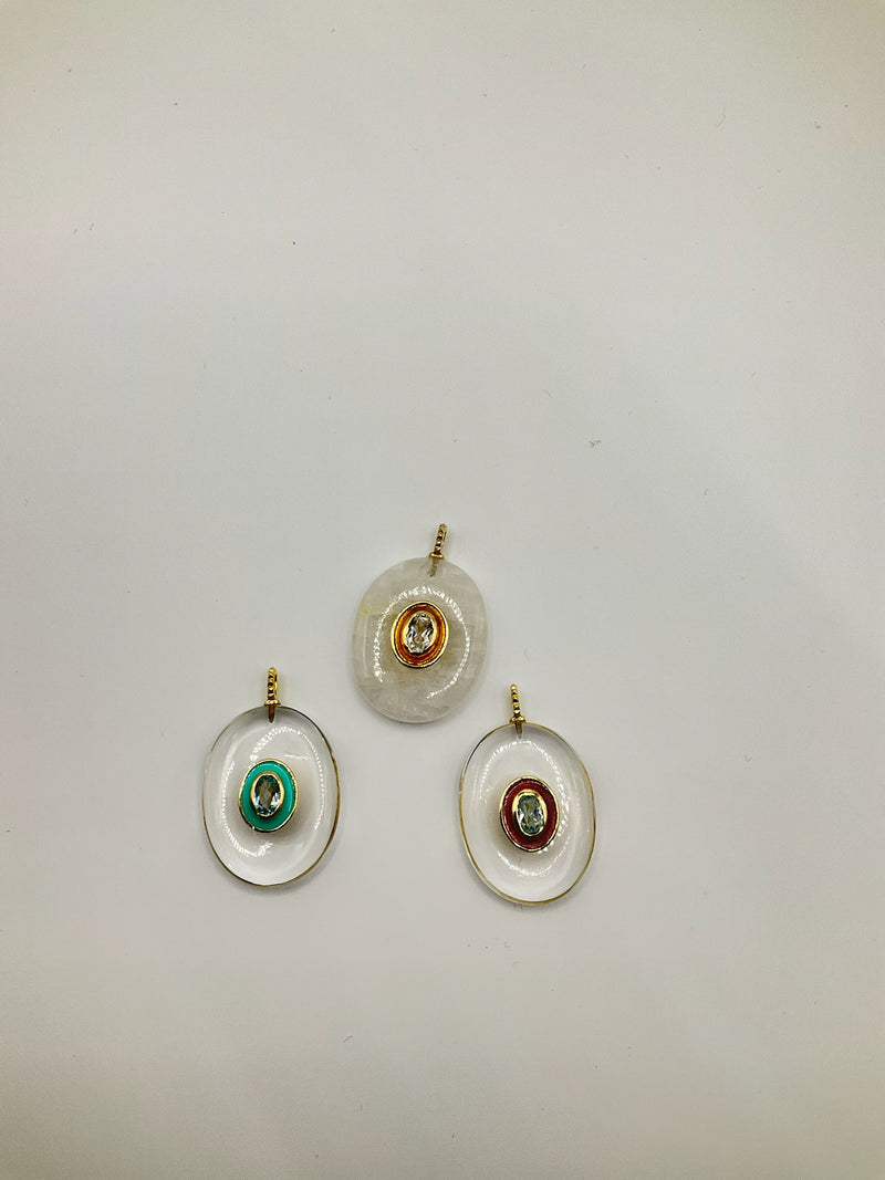 Oval Charm Enamel Clear L Moonstone