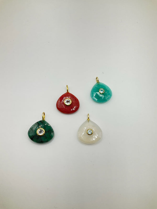 Drop Shape Center Gem Charms