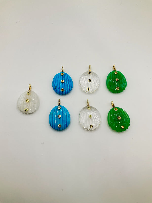 Clam 3 gem Charms new