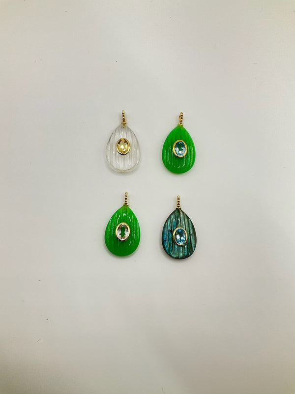 Drop Lined Charm Gem Charm New