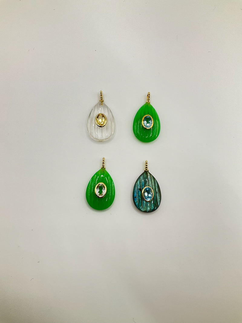 Drop Lined Charm Gem Charm New