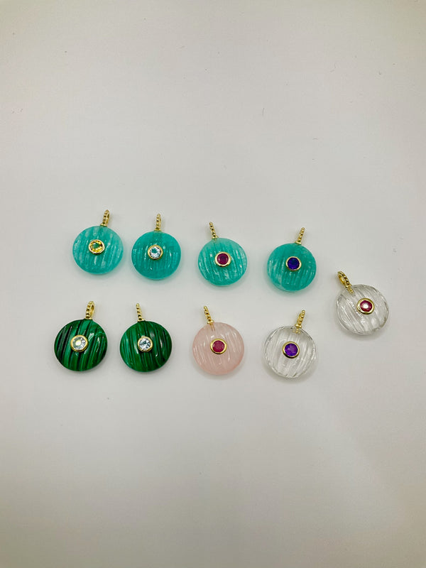 Round Skittle Lined Gem Charm new