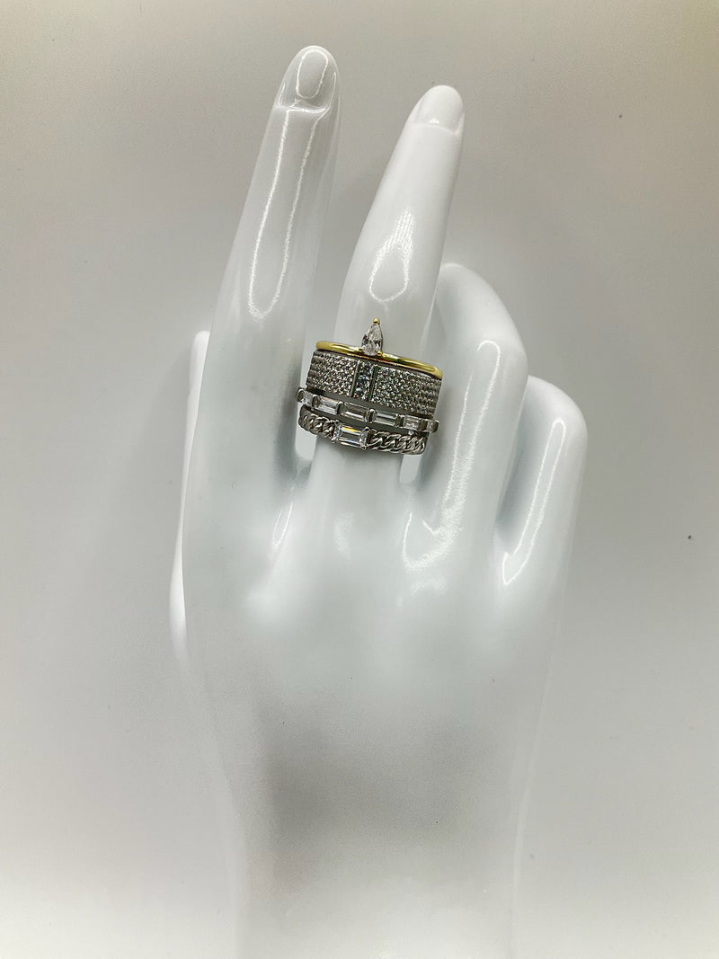 Statement Mixed Cocktail Ring Sterling Silver