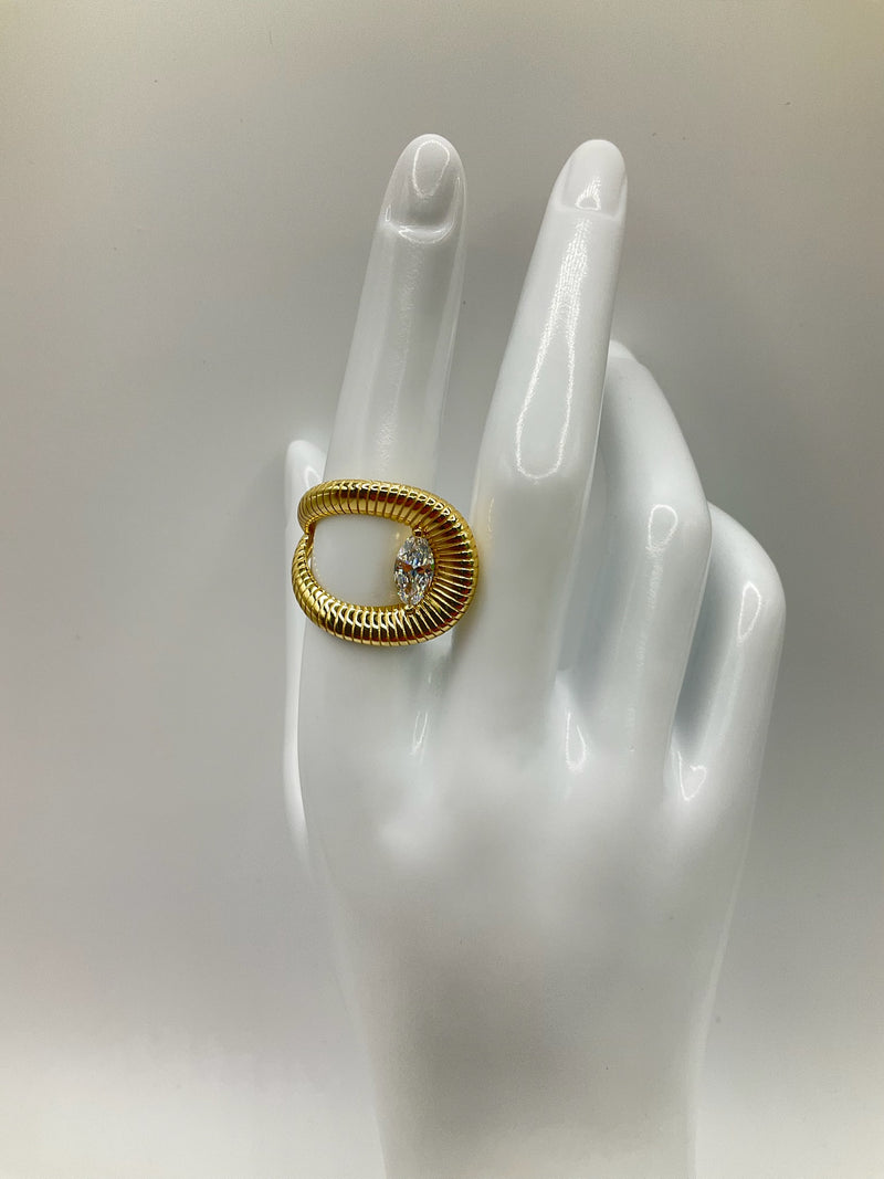 Twisted Oval Marquis Ring Lined