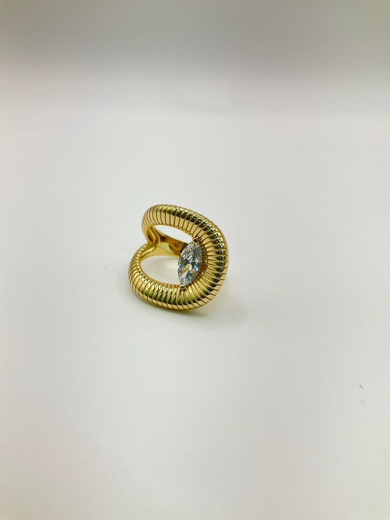 Twisted Oval Marquis Ring Lined