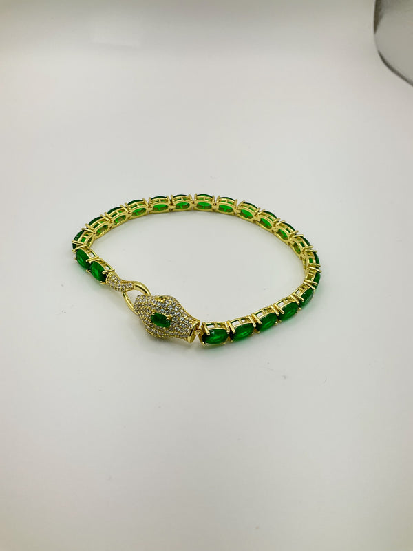 Snake Green Onyx Statement Bracelet