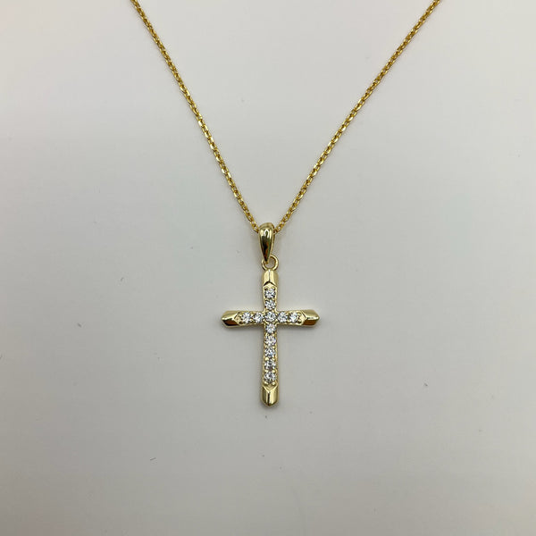Solid Point arrow Cross Chain 18kt Vermeil