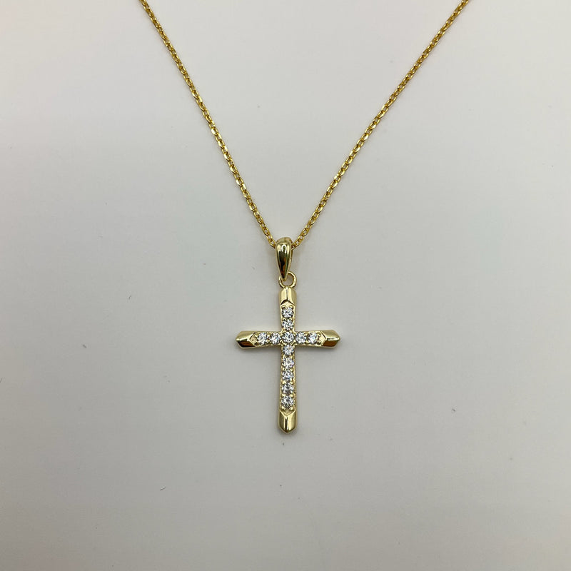 Solid Point arrow Cross Chain 18kt Vermeil