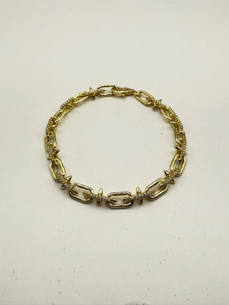 T Crystal Link Brass Bracelets