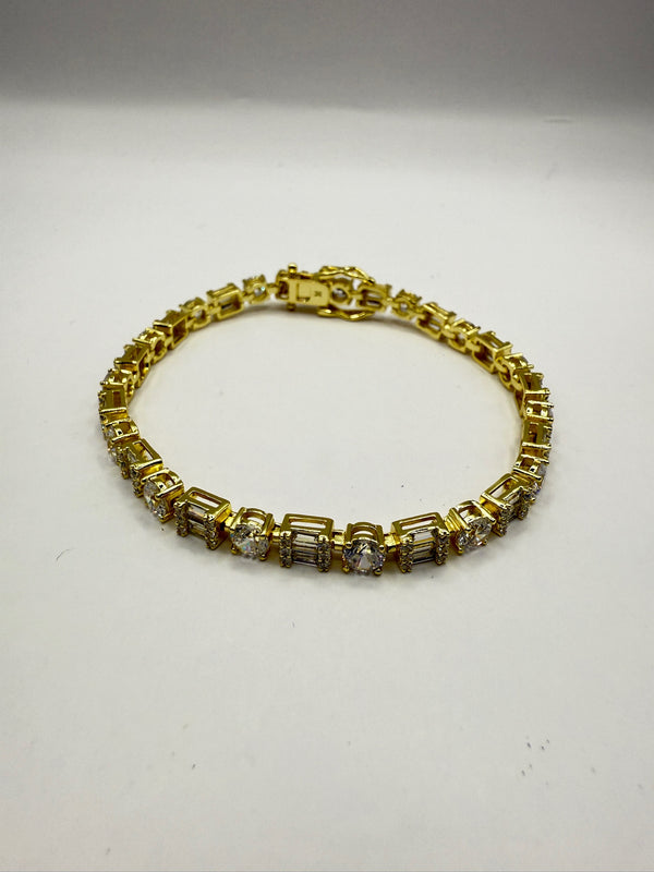Mixed Shape Small Tennis Bracelet Brass