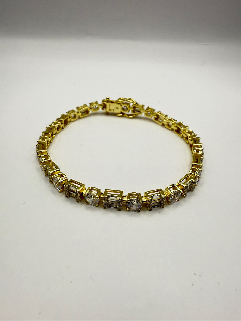 Mixed Shape Small Tennis Bracelet Brass