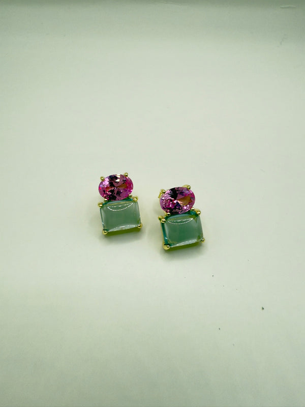 Double Stone Crystal Post Earrings