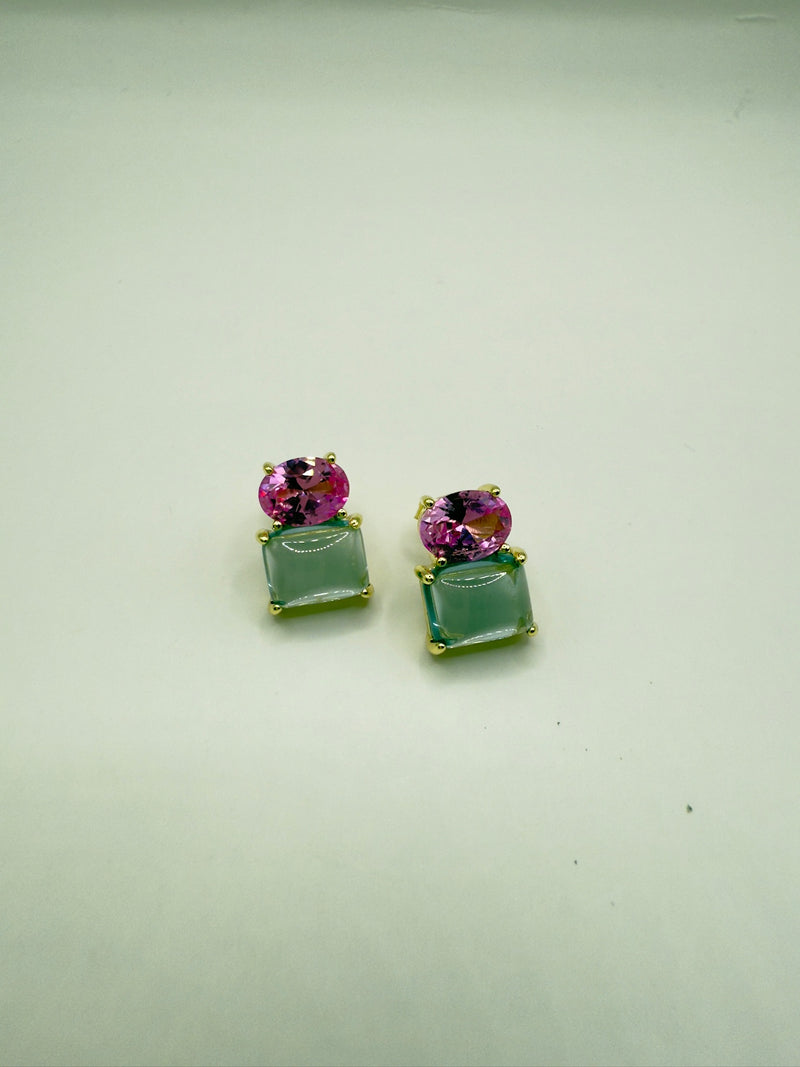 Double Stone Crystal Post Earrings