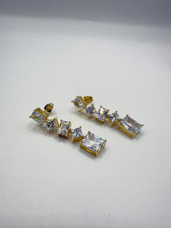 Crystal Dangle Oversize Earrings Brass