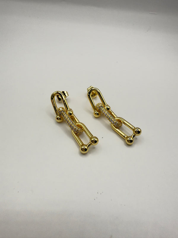 Droplock Pave Dangle Earrings Brass