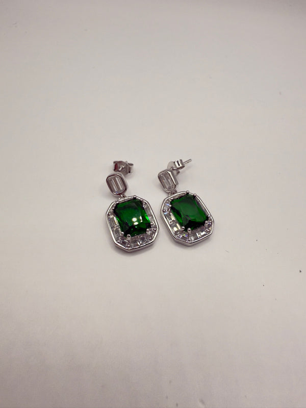 Green Cushion Dangle Earring