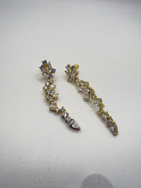 Chandelier Crystal Post Earrings Plata