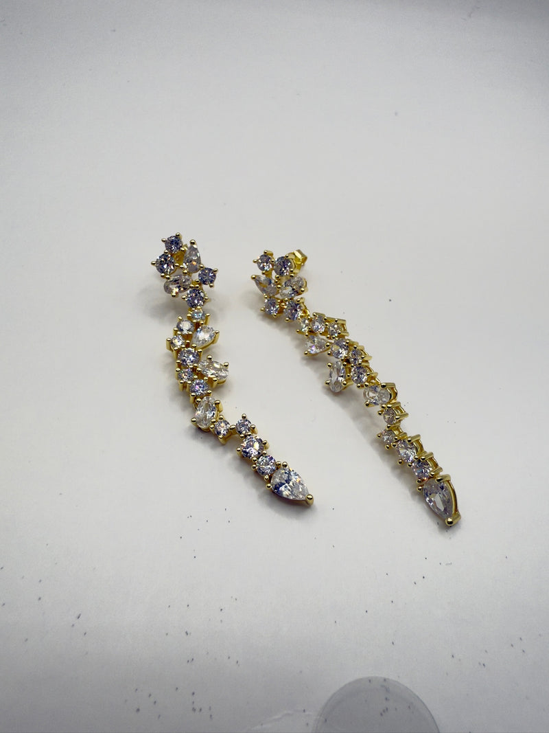 Chandelier Crystal Post Earrings Plata