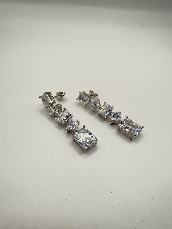 Crystal Dangle Oversize Earrings Brass