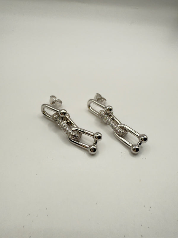 Droplock Pave Dangle Earrings Brass