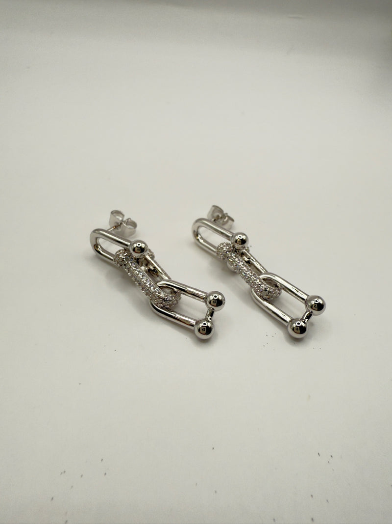 Droplock Pave Dangle Earrings Brass