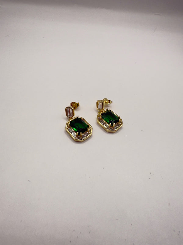 Green Cushion Dangle Earring