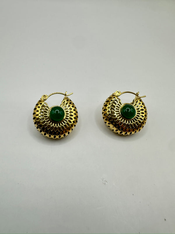 Round Basket Green onyx Earrings