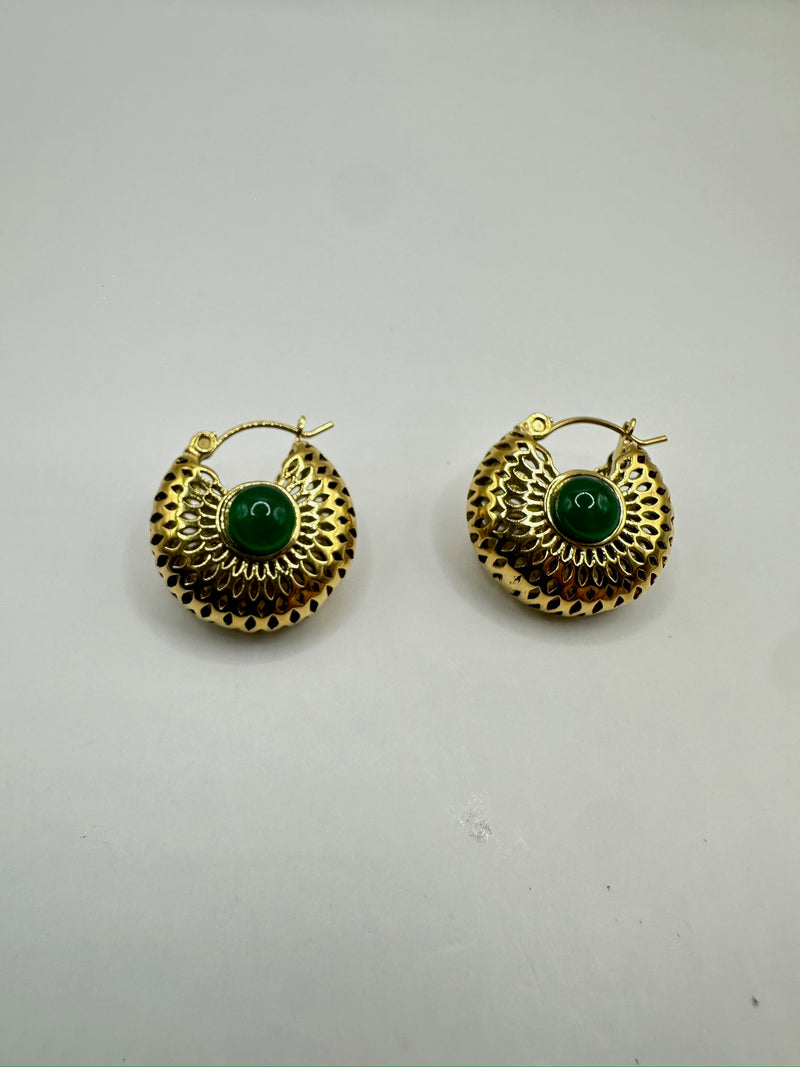 Round Basket Green onyx Earrings