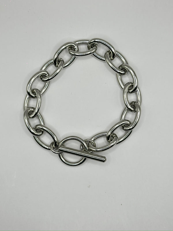 Oval Lock Stainless Bracelet Silver