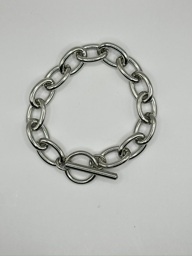 Oval Lock Stainless Bracelet Silver