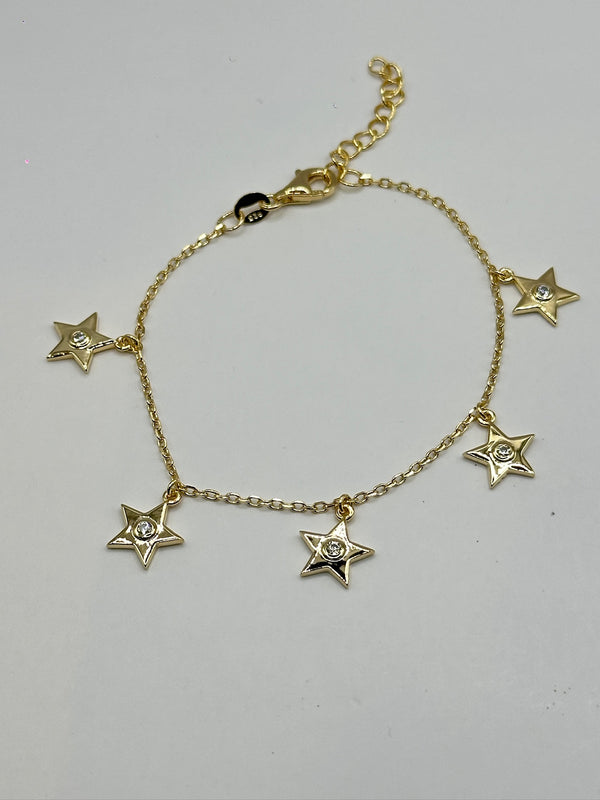 BRazaletes PLata Charms Estrellas
