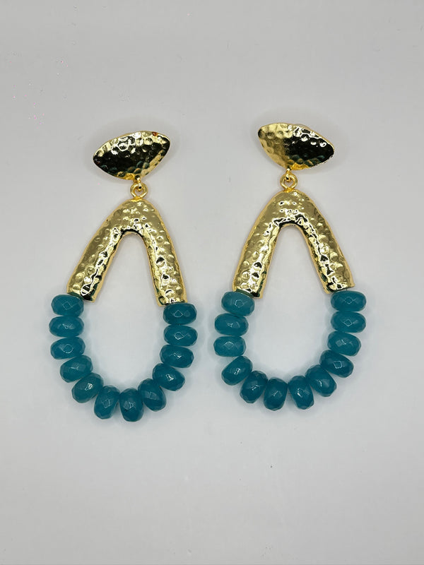 Arete U Drop Agata Azul